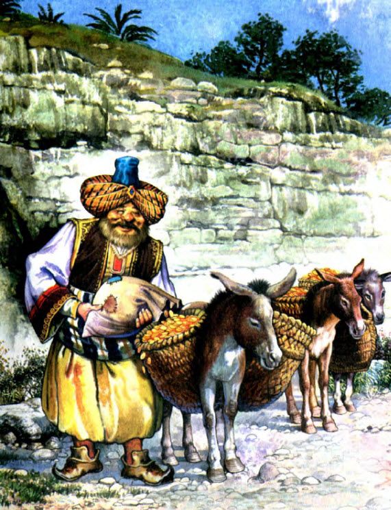 Он начал набивать мешки слитками золота и драгоценными камнями