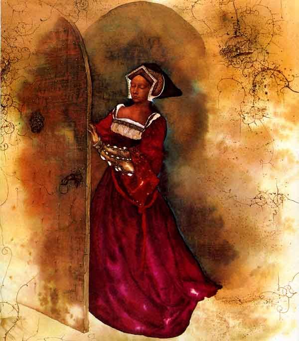 У порога дома стояла высокая-превысокая женщина