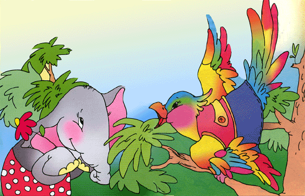 он увидел попугая