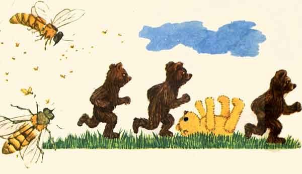 Медвежата слетели на землю и бросились наутек