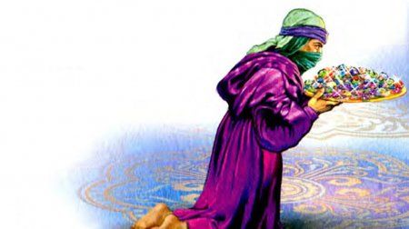 Мать Аладдина взяла золотое блюдо